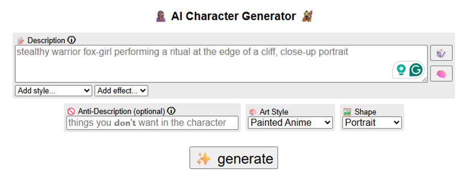 AI Character Generator